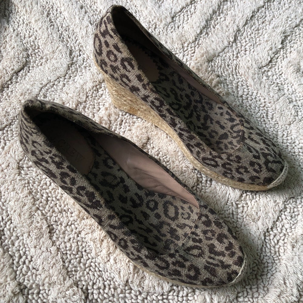 J.Crew animal print espadrille wedges
